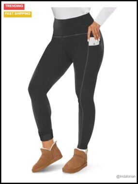 Fleece Lined Thermal Leggings High Waisted Tummy Control Winter Pants